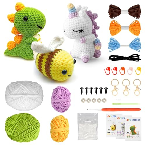 SUPRBIRD Kit per Uncinetto, Kit Uncinetto per Principianti, Forniture Tessuto Animali Uncinetto Peluche con Istruzioni Passo, Kit per Uncinetto per Principianti per Bambini e Adult