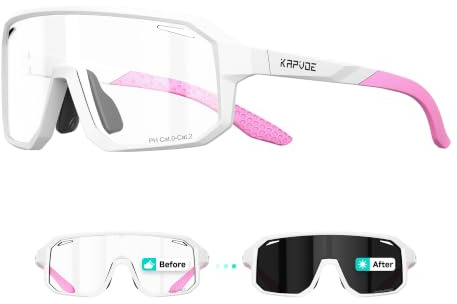 KAPVOE Occhiali Ciclismo Fotocromatici Bambini K9029 | TR90 circa 26g, naselli regolabili, prese d'aria laterali