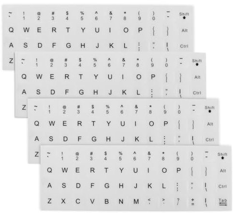 Universal Laptop Keyboard Stickers - English Letter Replacement Stickers, White Background, Black Lettering
