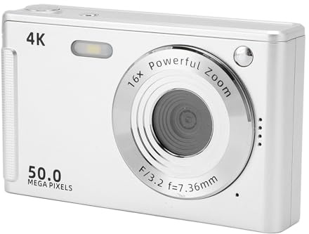 50MP 4K Digitalkamera, CMOS Digital Point and Shoot-kamera med Fill Light, 16x Zoom, Anti Shake, AF Autofokus, 2,8 LCD-skärm, Stöd för Upp Till 32G SD, Kompaktkamera för Resor