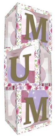 Eurowrap Floral Mum Balloon Boxes – Mother's Day Balloon Display Set with Floral Design, Adhesive Letters & 12 Balloons – Perfect Party Decoration