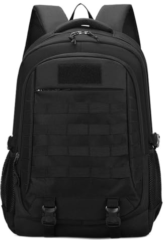 Lawaia 45L Tactical Military Backpack Hiking Rucksack Survival Army Bags Large Rucking Outdoor Sports Packs Molle Gym Backpacks for Men Fishing Camping Motorcycle Traveling Mountaining-Black