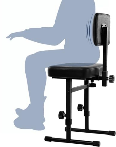 OUKMIC Piano Bench Adjustable Height Stool Chair with Backrest, Music Keyboard Bench Seat for Keyboard Stand with Black Padded Cushion, Comfortable Piano Seat for Musicians, Adult and Children