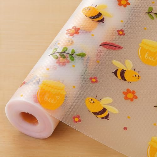 Cooyes Shelf Liner – Non-Slip Cabinet & Drawer Liner for Kitchen – Non-Adhesive Waterproof Shelf Paper with Modern Pattern – Durable EVA Cabinet Mat – Easy to Cut (Amber,11.8 W x 118 L)