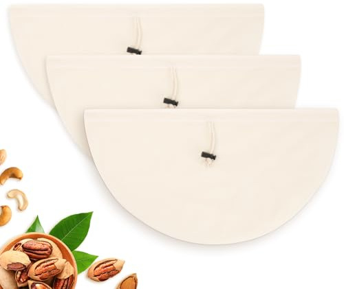 Anhow 3 Pezzi Garza Alimentare per Filtrare, Sacchetti Filtranti per Alimenti in Cotone Biologico 28 x 30 cm per Formaggio, Latte di Mandorla, Latte di Noci, Latte Avena, Succo di Frutta, Vino, Caffè