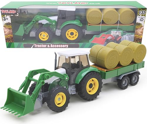 Toyland® Tractor & Trailer Set 1:32 Scale - Boys Vehicle Play Toys (Green)