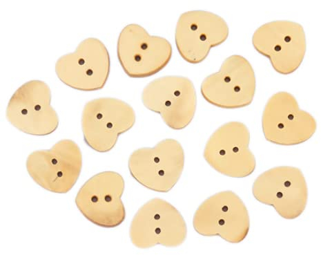 50 Holzknöpfe Herz natur 15x17mm 2 Löcher á 1,5mm nähen annähen Jackenknöpfe Mantelknöpfe basteln Zweilochknöpfe Herzen Knöpfe nähen annähen aufnähen Kinderkleidung Kinderknöpfe