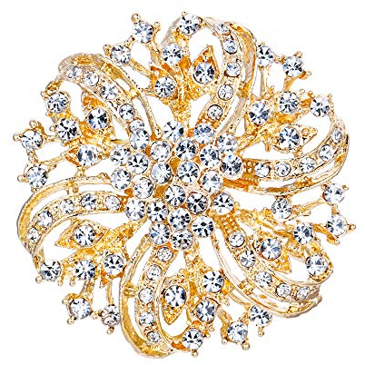 EVER FAITH österreichischen Kristall Vintage inspirierte Braut Blume Brosche Corsage Klar Gold-Ton