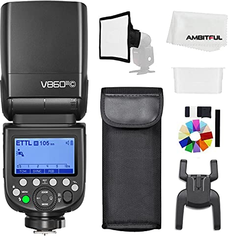 Godox V860III-C TTL 2.4G GN60 HSS Camera Flash with 10-Speed Adjustable Modeling Light, One-Key Switch TTL+2600 mA, Extremely Fast Recovery Lithium Battery Speedlite for Canon (Godox V860III-C)