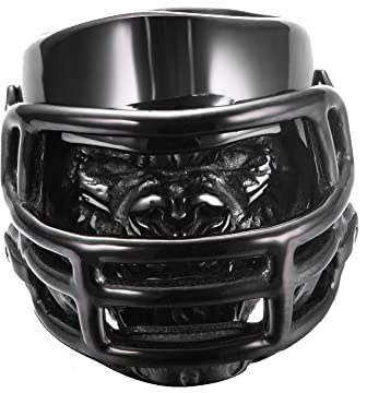 HIJONES Casque Anneau pour des Hommes en Acier Inoxydable Bague Gorille De Football Américain De Personnalité Le Noir Taille 70