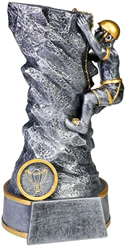 eberin · Kletter Klettern Pokal, Trophäe Sportklettern · Alpinklettern · Hallenklettern · Bouldern · Bergsteigen Silber/Gold, personalisierbar mit Wunschtext & Motiv-Emblem 2,5 cm, Größe 18 cm