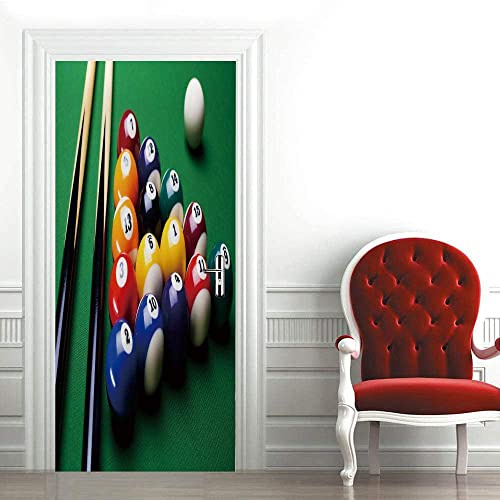 Etiqueta De La Puerta 3D Adhesivo Puerta Murales Vinilo Billar Papel Pintado Arte Calcomanía Baño Sala De Estar Dormitorio Decoración Pegatinas De Puerta 80X200 Cm