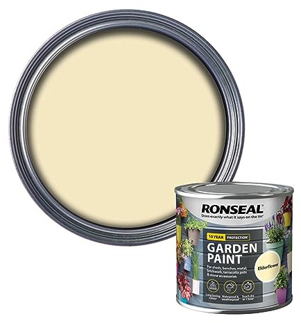 SAVING HUB Garden Paint 250ml - For Outdoor Furniture Wood, Benches, Metal, Brickwork, Terracotta - Exterior Wood Paint Waterproof & Weatherproof Touch Dry In 1 Hour (Elderflower)