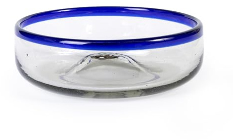 Handmade con Amor Hand Blown Margarita Sat Rimmer, Cobalt-Blue Rim - Mexican glassware