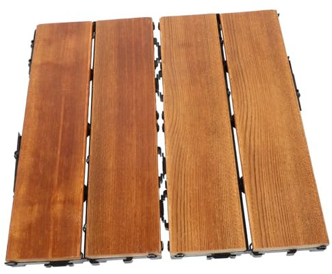 Angoily Piastrelle Per Pavimenti in Legno Carbonizzato Ad Incastro Per Patio Balcone Uso Esterno