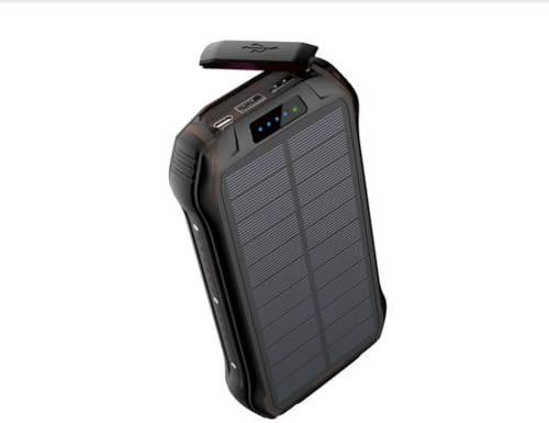 Mångsidig 2 6 800 mAh smart solkraftbank: Vattentät solladdare med USB-C, 2 ingångar och 3 utgångar – perfekt externt batteri för smartphones, mobiltelefoner och surfplattor (svart)