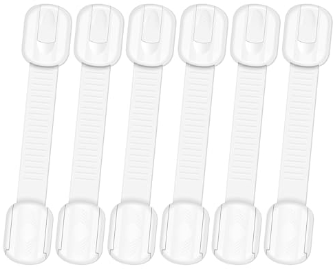 Septeamay Child Safety Cabinet, White Cabinet Lock for Baby and Toddlers for Cupboard, Fridge and Drawers, Drawer Lock with Strong Adhesive, for Gluing, No Drilling