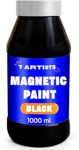 7 Artists Magnetic Paint Black 1000 ml - Vattenbaserad Magnetisk Färg | Svart Tavlafärg För Grundmålade Väggar, Trä Och Metall