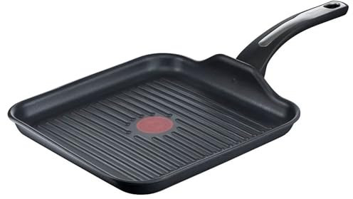 Tefal Selection - Sartén grill (26 x 26 cm, revestimiento antiadherente de titanio, indicador de temperatura Thermo-Spot, inducción avanzada, para todo tipo de fuegos, incluida inducción)