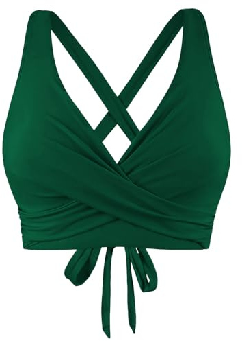 Generisch Haut de bikini bonnet G avec lacets, armatures, couverture complète, push-up, crop top, maillot de bain avec dos noué bikini métallique
