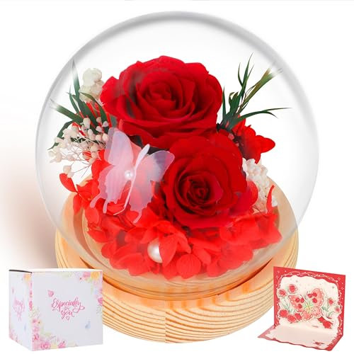 BoriYa Geschenke für Frauen - Infinity Rose, Freundin Geschenk für Geburtstag,Jahrestag, Ewige Rosen im Glas, Eternal Rosen für Mutter Geschenke, Konservierte Echt Unendliche Blumen Rose
