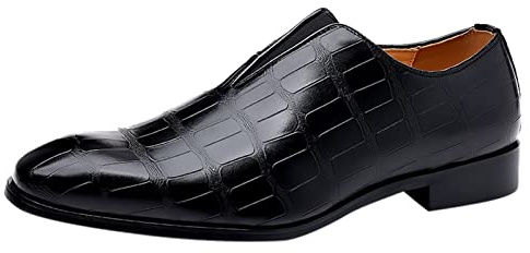 Scarpe da uomo Business classiche da abito scarpe in pelle scarpe in pelle verniciata eleganti Oxford con lacci larghe da matrimonio leggere tradizionali sneaker, Nero , 48 EU