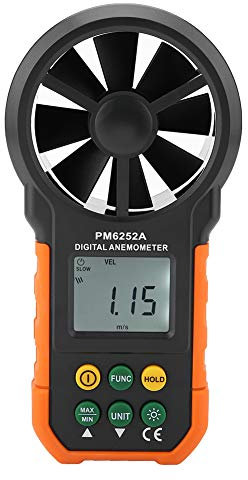 Anemomètre Numérique à Main avec Grand écran de Rétroéclairage LCD pour la Vitesse Précise du Vent et la Mesure du Volume d'air - Papier Portable PM6252A