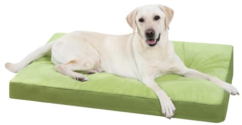 Dog Crate Bed Waterproof Deluxe Plush Dog Beds with Removable Washable Cover Anti-Slip Bottom Pet Sleeping Mattress for Large, Medium, Jumbo, Small Dogs, 41 x 27 inch, Green