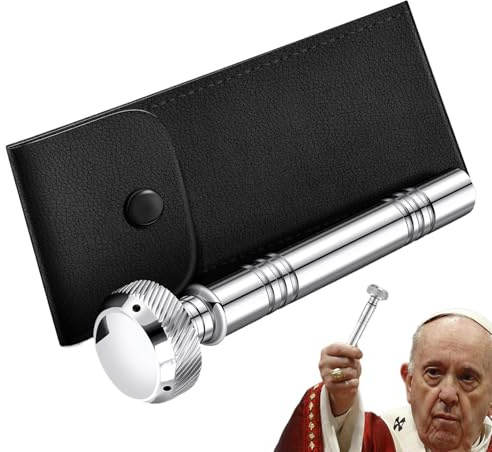 Holy Water Sprinkler - Silver Metal Religious Liquid Dispenser, Compact Storage Pot with Carry Bag for Ritual Use | Religious Sprinkler for Church Temple Home Ceremonies