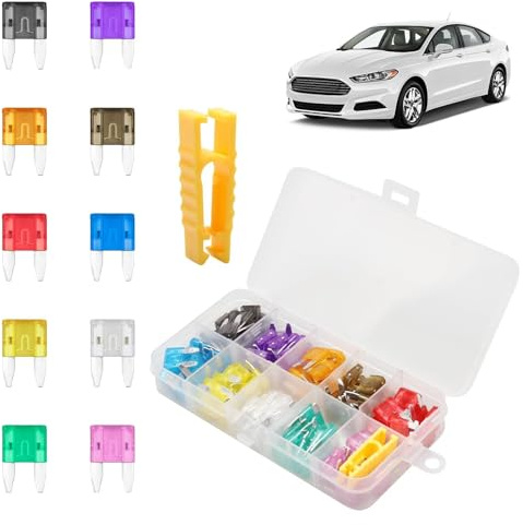 120PCS Car Fuse Kit with Puller, Car Mini Fuses Low Profile Blade Assortment 2A–35A,Assorted Kit for Cars, Trucks, Motorcycles, RVs,Complete Automotive Fuses Replacement Set