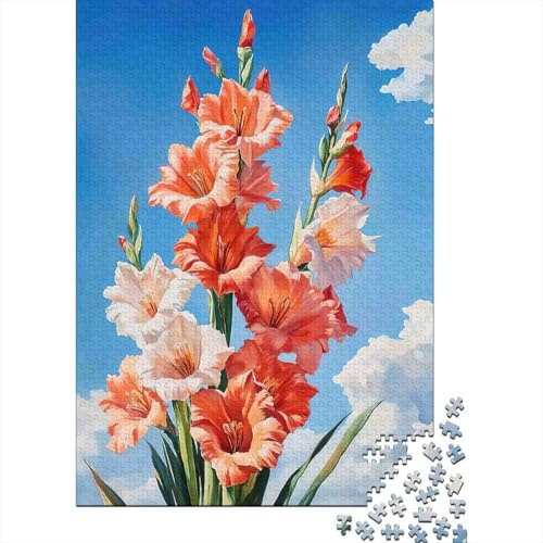 Gladiolus Flowers Sky Jigsaw Puzzles for Adults Interesting Puzzle Game 1000 Pieces Impossible Puzzle Home Decoration Gifts 38x26cm/1000pcs