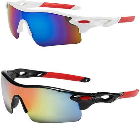 RAOPNHS gafas sol niño gafas de sol niño gafas niños Pack de 2 Gafas Deportivas UV400 para Niños y Niñas 6-14 Años Gafas Ciclismo Running Béisbol MTB Montura Ligera Antideslizantes Protección Solar