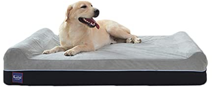 LaiFug Orthopedic Memory Foam Extra Large Dog Bed Pillow(50x36x10, Slate Grey) Durable Water Proof Liner & Removable Washable Cover & Smart Design