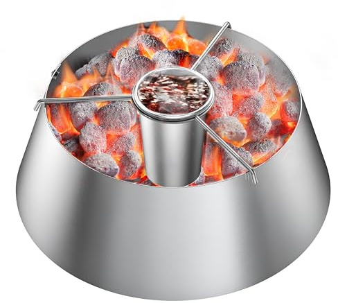 Skyflame Stainless Steel BBQ Whirlpool with Beer Can, Barbecue Whirlpool Accessories Compatibel with Big Green Egg/Kamado, Weber Charcoal Kettle