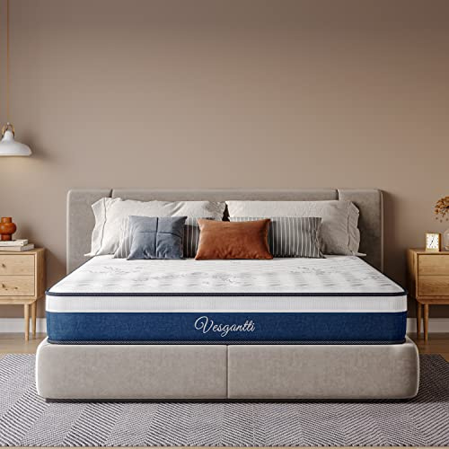 Vesgantti Matelas 160x200cm, Épaisseur 26cm, Vague Matelas à Ressorts Ensachés 7 Zones Premium, Technologie Multi-Densité, Ergonomique Hypoallergénique(Tight Top)