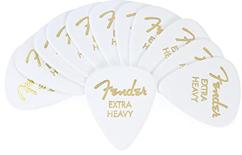 Fender® »351 SHAPE CLASSIC PICKS« Plettri in celluloide - Forma: 351-12 Pezzi - X-Heavy - Colore: Bianco