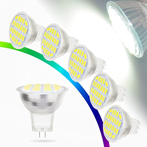 BVCL MR11 GU4 LED Bulb 3W, GU4 Light Bulbs, 30W Halogen Spotlight Bulb Equivalent, AC/DC 10-30V 300LM, Non-Dimmable, Pack of 6 (Color : Cool White 6000K)
