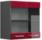 Vicco Küchenglasschrank R-Line, Glashängeschrank, Bordeaux Hochglanz/Anthrazit, 60 cm