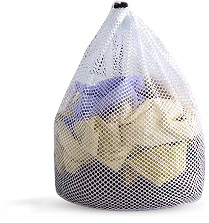 Retina per Lavatrice, Sacchetti Lavatrice Con Coulisse Riutilizzabile Sacchetti per Lavatrice a Rete Grossa per Cappotti, Lenzuola, Biancheria Intima, Calzini per Neonati (Bianco 80 x 60 cm)