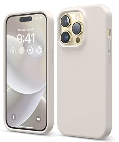 elago Liquid Silicone Case Compatible with iPhone 14 Pro Case (6.1), Premium Silicone, Full Body Protection - 4 Layer Shockproof Phone Cover, Anti-Scratch Soft Microfiber Lining (Stone)