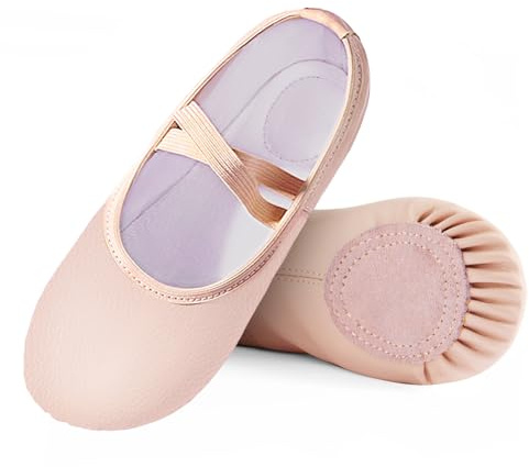 Girls Split Sole Dance Shoes, Practice Ballet Slippers for Children, Women's Yoga Flat Shoes (Skin Tone, Big Kid, Numeric_3)