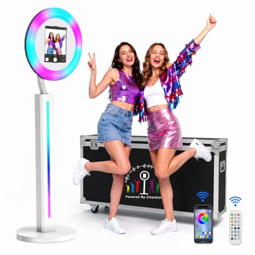 YCKJNB Photo Booth Portatile con Flight Case, Macchina Fotobox per iPad con Luce ad Anello e Sincronizzazione Musicale, Selfie Booth Leggero per Feste, Matrimoni, Noleggio, YouTube, TikTok Live
