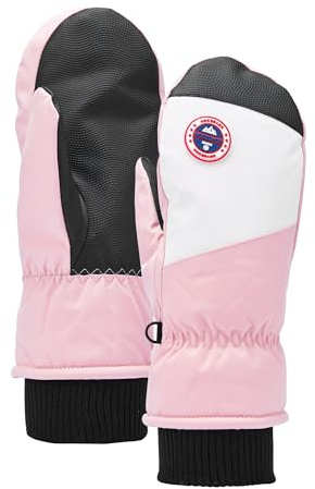 DOZNOZRI Women Ski Mittens Winter Waterproof Snowboard Gloves Anti Slip Touch Screen Thermal Mittens for Skiing Hiking Cycling (Pink)