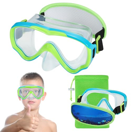 RUIGAO Goggles for Kids 6-14, Diving Mask Elastic Strap，Pool Goggles with Nose Cover / Anti Fog for Boys