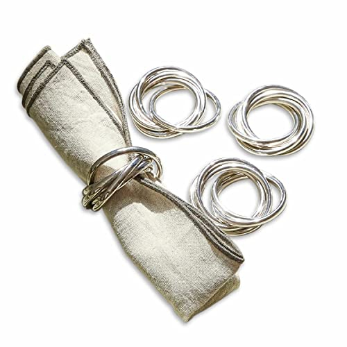 LOBERON Serviettenring 4er Set Limche, Klassisch Schlichtes Design, Tafelschmuck, Tischaccessoires, Tischdeko, Messing, silber