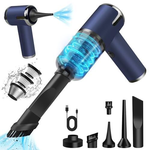 Akku Staubsauger, Auto-Staubsauger kabelloser, Mini-Staubsauger, multifunktionaler Handstaubsauger mit Bürste, Flache breite Öffnung, Leichter Handstaubsauger für Auto, Tierhaare, 6000 Pa