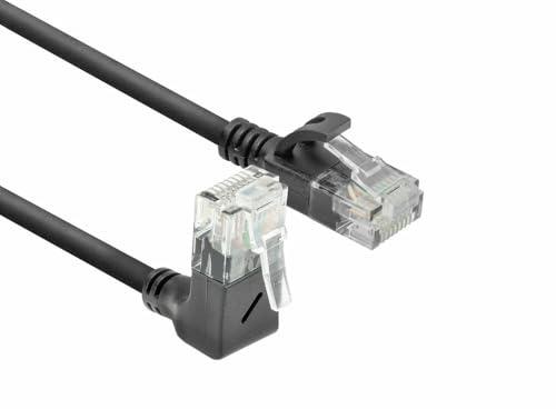 ACT Cavo di rete CAT6A ad angolo di 90° verso l'alto, U/UTP LSZH, sottile 3,6 mm, cavo Ethernet flessibile con connettore RJ45, per l'uso in data center, 1 metro, verso l'alto DC4901