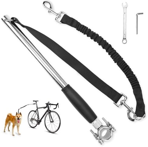 Freihändige Fahrrad Hundeleine für sicheres Radfahren, Edelstahl-Teleskop, Laufleine für Hunde, für Training und Joggen