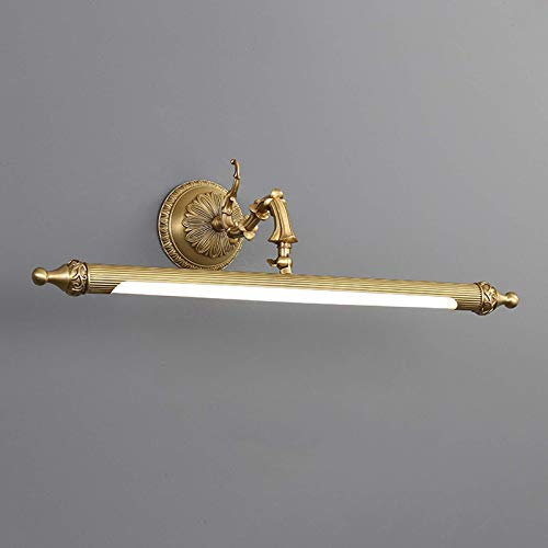 Luci da bagno sopra specchio in ottone, lampada LED per quadri Lampada frontale a specchio vintage con testa della lampada girevole, 3 temperature di colore, luci per armadietto a specchio retrò IP44