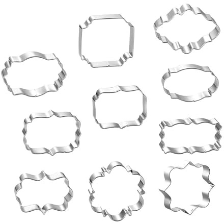 10 Pieces Frame Fondant Cookie Cutter Cookie Cutters Stainless Steel Plaque Cookie Cutter Cookie Cutters for Baking Fondant Pancake Cutters Mold for Making Biscuits, Cakes, Soaps, Jellies, Etc.